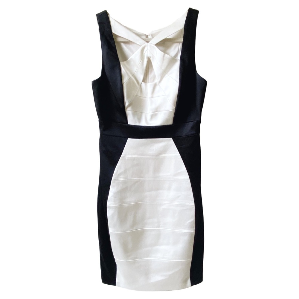 Caché Black & White Cocktail Bodycon Dress